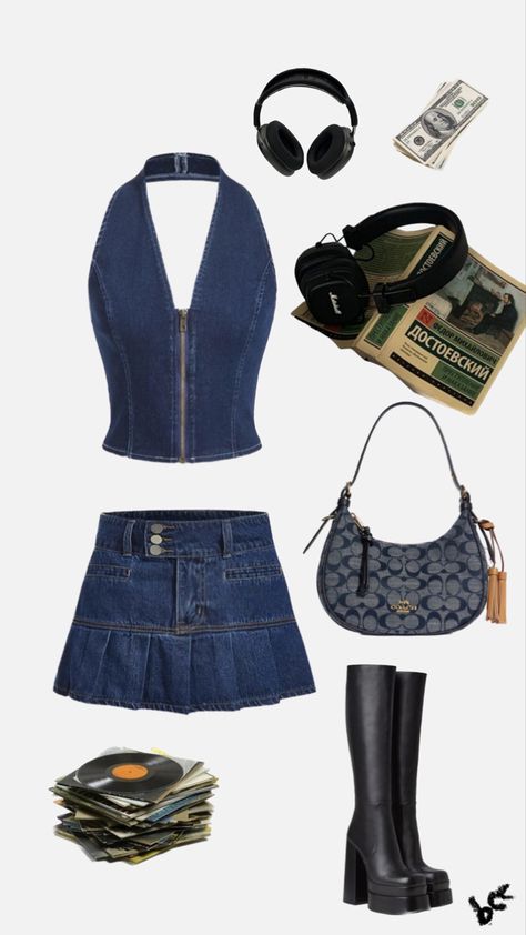 Bookworm Clothes, Versace Boots, Bag Versace, Boots Outfit Ideas, Fashion Layout, Mood Board Fashion, Top And Skirt, Coach Bag, Outfit Goals