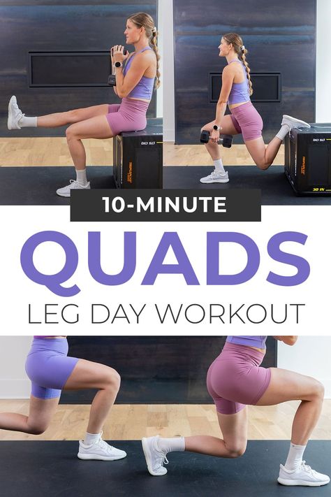 Build lower body strength, improve athletic performance and reduce knee injury risk by adding these quad exercises to your fitness routine. This quick quad workout is designed to target the top of the thighs (the quads, or quadriceps). Strong and well-developed quads are essential for overall lower body strength and functional movement, such as walking, running and jumping. Best Quad Exercises, Quad Strengthening, Quick Leg Workout, Best Hamstring Exercises, Quad Workout, Exercises For Strength, Walking Workouts, Quad Muscles, Lower Body Strength