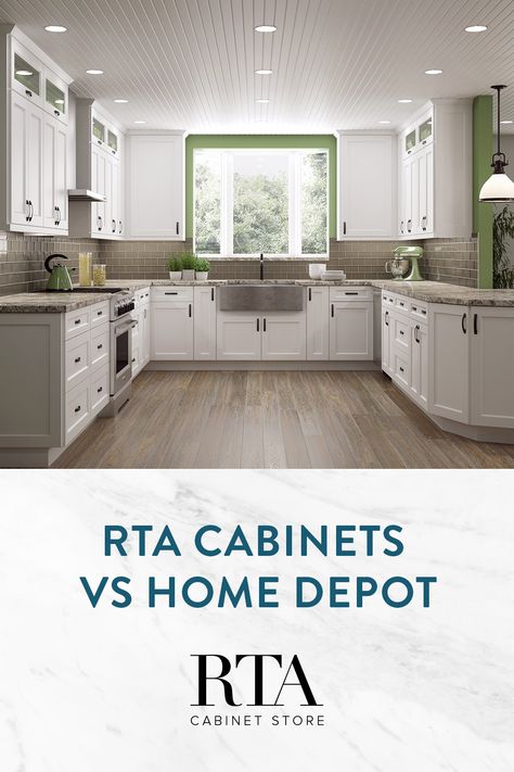 What do you get with RTA cabinets vs Home Depot? You might just find that you prefer ordering online to going into the store. Here’s why. Rta Cabinets Kitchens, Home Depot Kitchen Cabinets, Home Depot Cabinets, Home Depot Kitchen, Semi Custom Cabinets, Kitchen Cabinet Layout, Diy Kitchen Projects, Rta Kitchen Cabinets, Rta Cabinets