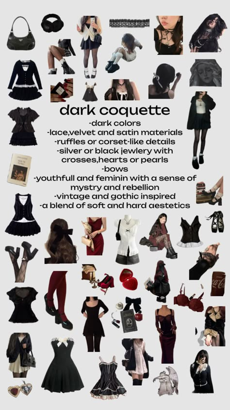 mine,pls don't repost! #outfitinspo #darkcoquette#style#fashion Old Money Dark Academia, Dark Feminine Style, Girl Rockstar, Lace Clothes, Style Names, Aesthetic Types, Fashion Dream Job, Mood Clothes, Office Dresses For Women