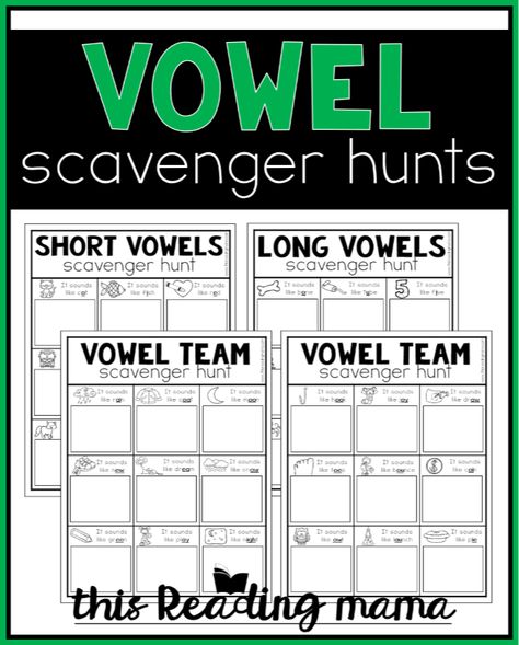 Printable Vowel Scavenger Hunts (FREE) - This Reading Mama Teaching Vowel Teams, Vowel Team Activities, Vowel Teams Activities Free, Vowel Pairs Worksheet, Vowel Teams, Vowel Sounds Activities, Vowel Teams Worksheets, Vowel Teams Activities, Long Vowels Activities