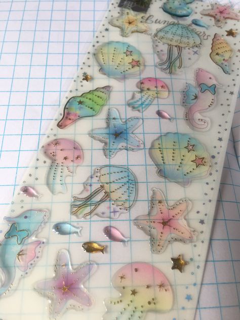 Sticker sheet size: 17cm x 7cm Fish Items, Life Stickers, Marine Fish, Ocean Vibes, Birthday Wishlist, Product Photos, Sticker Sheet, Jellyfish, Sea Life