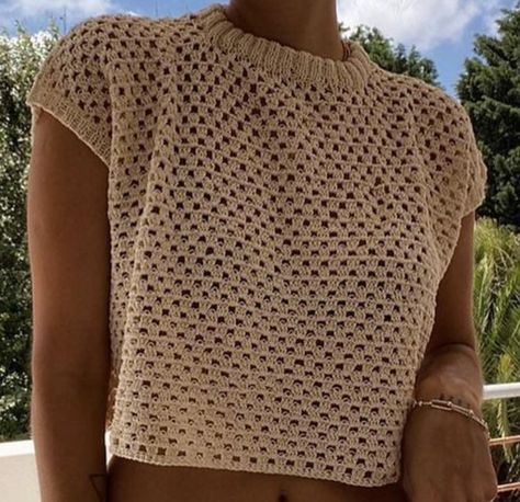 Double Crochet Top, Crochet Shirt Summer, Crochet Top Modest, Crochet Spring Top, Crochet T Shirt, Crochet Tee, Easy Crochet Stitches, Spring Knits, Crochet Cross