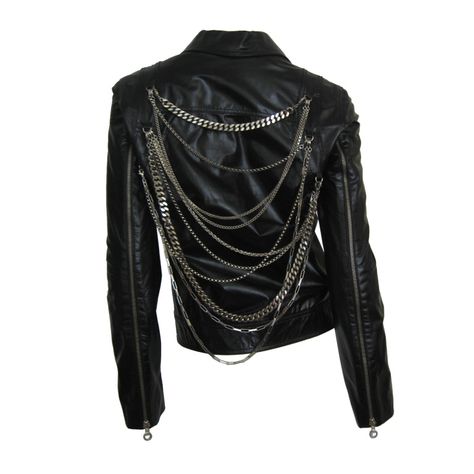 VERSUS VERSACE, MOTORCYCLE JACKET: second-hand leather jacket from the 90s. awwwyeah. Chain Leather Jacket, Leather Jacket With Chains, Leather Jacket Back Design, Leather Jacket Back, Punk Leather Jacket, Black Motorcycle Jacket, Versace Jacket, Custom Leather Jackets, Collar Leather Jacket