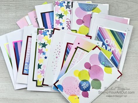 Make some quick and easy celebratory cards with the Bright & Beautiful Memories & More Card Pack. I used about half of them (along with the coordinating cards and envelopes) to make 20 birthday cards. See more photos, tips, and links to the products I used by visiting my blog. Stampin’ Up!® - Stamp Your Art Out! www.stampyourartout.com 20 Birthday, Stampin Up Birthday Cards, Traditional Christmas Cards, Cards Homemade, Easy Cards, Our Memories, Interactive Cards, Holiday Paper, Beautiful Memories