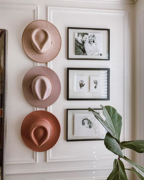 Annaclaire Wilbanks Tadlock on Instagram: “I love when a DIY project turns out the way you envisioned, don’t you?! I added a highlight showing more on what I used for her little hand…” Hanging Hats On Wall, Hats On Wall, Wall With Frames, Home Decor Styles, Bedroom Ideas, Beach House, Decor Styles, The Way, Gallery Wall