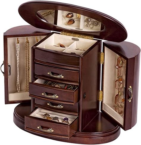 Jcpenney Jewelry, Penyimpanan Makeup, Jewerly Boxes, Wooden Jewelry Box, Jewelry Chest, Earring Organizer, Jewelry Safe, Wood Jewelry Box, Jewelry Organizer Box