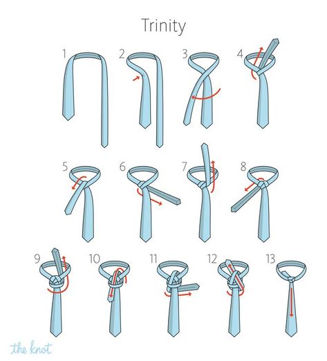 Tie Ties Tutorial, Trinity Knot Tie, Types Of Tie Knots, Half Windsor Knot, Different Tie Knots, Simple Tie Knot, Tie A Tie Easy, Cool Tie Knots, How To Make A Tie