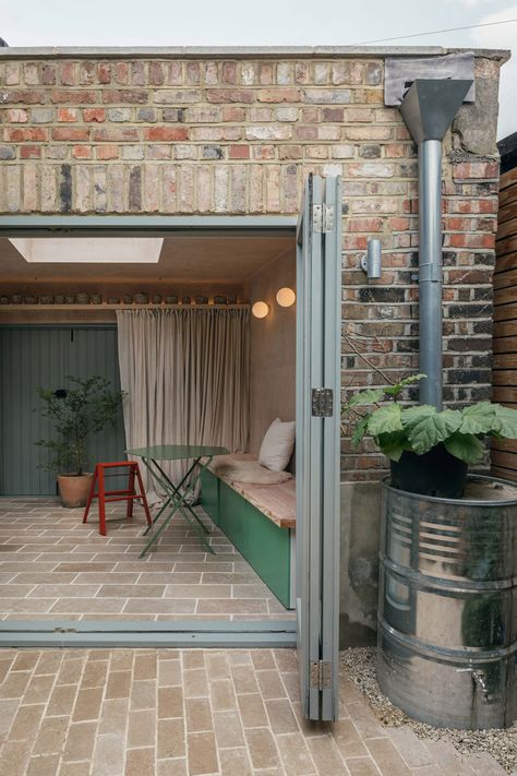 Paul Westwood transforms disused garage into light-filled garden office Garden Extension, Brick Studio, Garage Extension, Reclaimed Doors, Brick Garden, Room London, Garden Workshops, Garden Pavilion, London Home