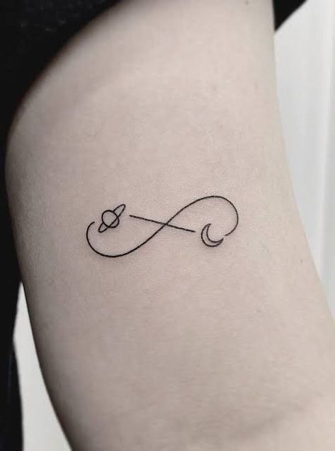 Tiny Infinity Tattoo, Moon Infinity Tattoo, Infinity Number, Small Infinity Tattoos, Henna Arabic, Infinite Symbol, Mum Tattoo, Tiny Wrist Tattoos, Planet Tattoos