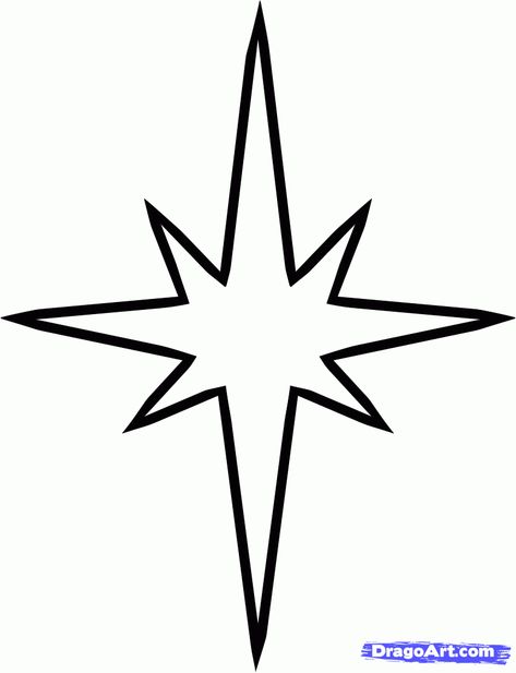 how to draw a christmas star step 4 Shooting Star Drawing, Star Template Printable, Juleverksted For Barn, Nativity Star, Star Coloring Pages, Printable Star, Star Clipart, Star Template, Christmas Tree Star