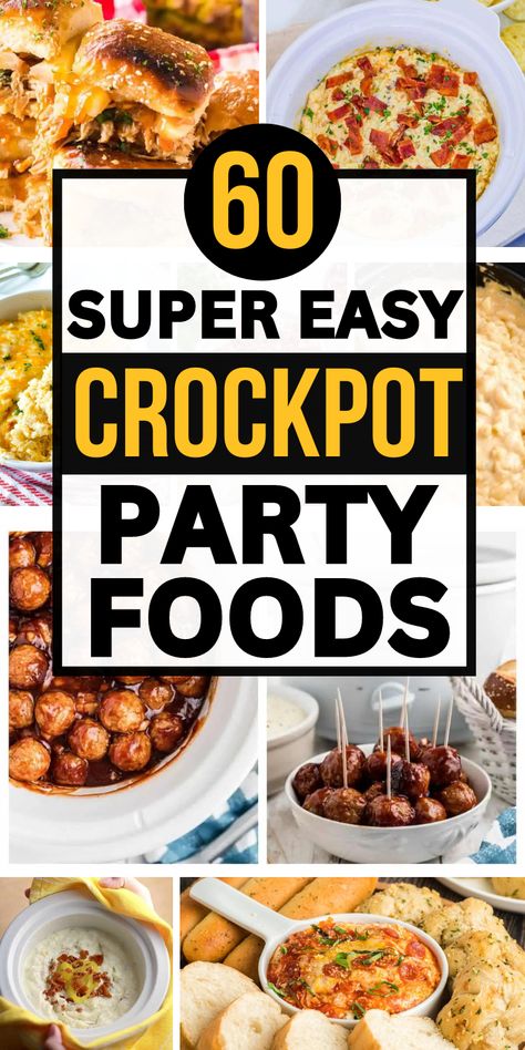 Slow cooker party food Wedding Crockpot Food, Party Food You Can Make Ahead Of Time, Crockpot Cookout Food, Inexpensive Snacks For A Crowd, Hearty Snacks For A Crowd, Crockpot Food For Party, Crockpot Birthday Party Food, Easy Work Party Food Ideas, 4th Of July Crockpot Recipes