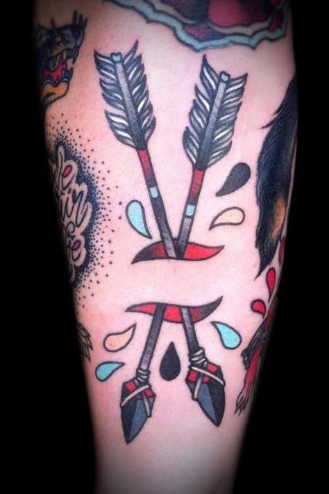 Tattoo Arrows, Cherokee Tattoos, Arrows Tattoo, Filler Tattoos, Tattoo Arrow, Trad Tattoos, Sick Tattoos, Skin Tattoo, Traditional Flash