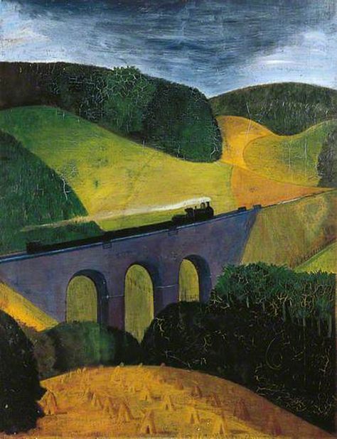 The Viaduct by John Northcote Nash Hans Baldung Grien, Leeds Art Gallery, Fauvism, Pierre Auguste Renoir, Rural Landscape, Art Uk, British Art, A Bridge, Rolling Hills