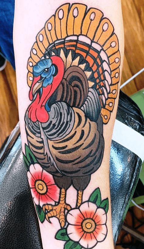 Happy Thanksgiving Tattoo Design Images (Happy Thanksgiving Ink Design Ideas) Turkey Tattoo Ideas, Thanksgiving Tattoo, Turkey Tattoo, Turkey Tattoos, Fruit Tattoo, Tattoo Design Ideas, Cartoon Tattoos, Ink Design, American Traditional Tattoo