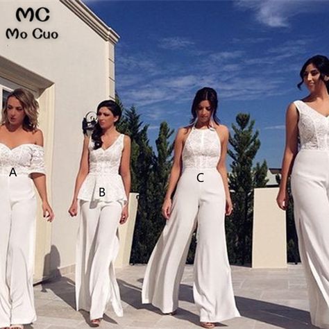 Wedding Jumpsuit Bridesmaid, Jumpsuit Bridesmaid Dresses, Elegant White Jumpsuit, Jumpsuit Elegant Wedding, Jumpsuit Bridesmaid, Party Gowns Evening Dresses, Pink Prom Dresses Mermaid, Lace Evening Dress Long, Bridesmaids Jumpsuits