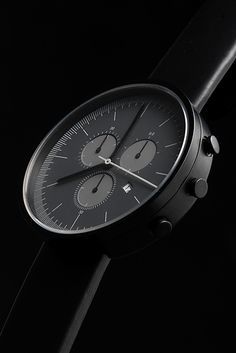 Black on Black... not sure what make it is, but I do like this! Time Keeper, All Black Everything, Black Watch, Shades Of Black, Cool Watches, Watch Design, Black Background, Chronograph, A Black