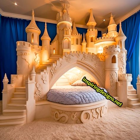 These Giant Disney Castle Shaped Beds Will Turn Your Bedroom into a Fairy Tale Kingdom – Inspiring Designs Disney Castle Nursery, Luxury Daycare, Ariel Room, Castle Bedroom Kids, Castle Beds, Disney Themed Bedrooms, Princess Bedroom Decor, Castle Nursery, Disney Princess Room