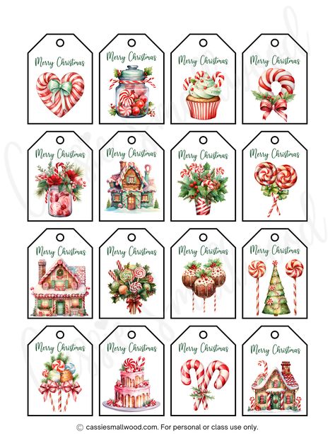 free printable Merry Christmas name tags with Christmas sweets Free Printable Farmhouse Christmas Gift Tags, Free Printables Christmas Tags, Christmas Tree Tags Free Printable, Merry Christmas Labels Free Printable, Free Printable Christmas Gift Tags Xmas, Xmas Name Tags, Gift Tags Printable Free Templates, Free Printable Christmas Gift Tags Label Templates, Christmas Labels Diy Tags Ideas