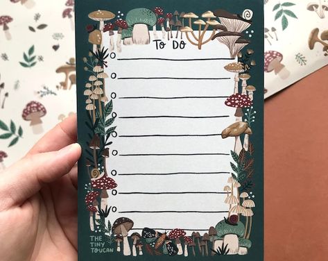 thetinytoucan - Etsy UK Mushroom Stationary, Spooky Stationery, Pastel Stationary, Mushroom Theme, Cottagecore Mushroom, Cute Journals, Social Impact, Memo Pad, Stationery Items