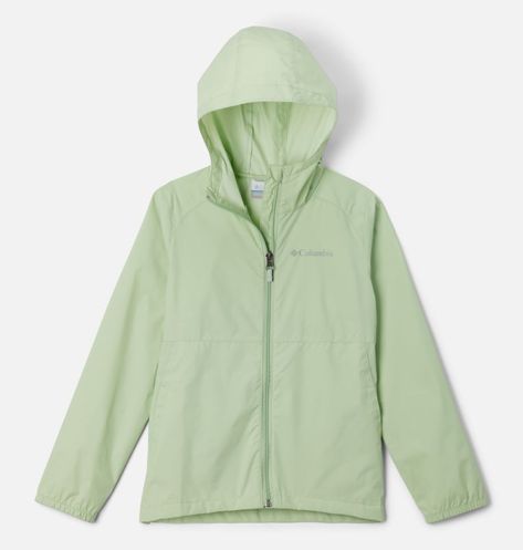 Girls' Green Keep Her Dry And Comfortable In Light Rain With This Classic Jacket. Cute Rain Jacket, Columbia Girls, Light Rain, Classic Jacket, Columbia Sportswear, Girls Jacket, Cool Logo, Waterproof Fabric, Light Jacket