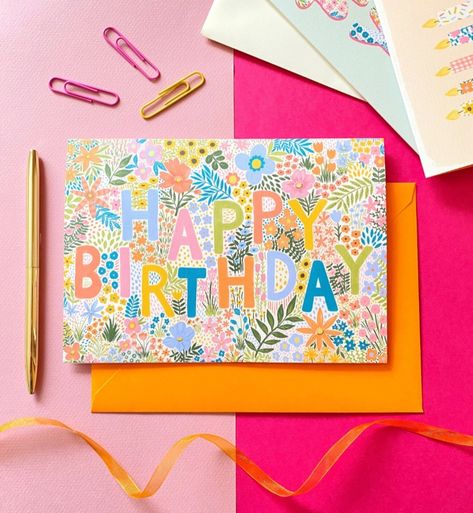 Floral Happy Birthday, Birthday Card For Friend, Dog Lovers Birthday, Happy Birthday Cards Diy, Friend Birthday Card, Sister Birthday Card, Birthday Cards For Mum, Birthday Card Design, Greeting Card Illustration