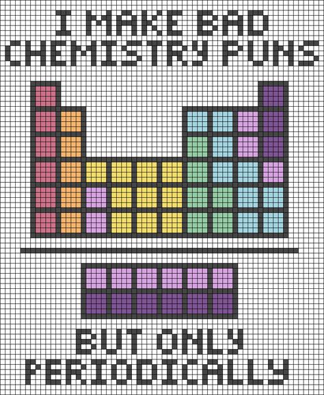 Periodic Table Cross Stitch, Science Pixel Art, Science Embroidery, Embroidery Floss Crafts, Grid Crochet, Stitch Games, Pixel Grid, Crochet Sweater Design, Graph Crochet