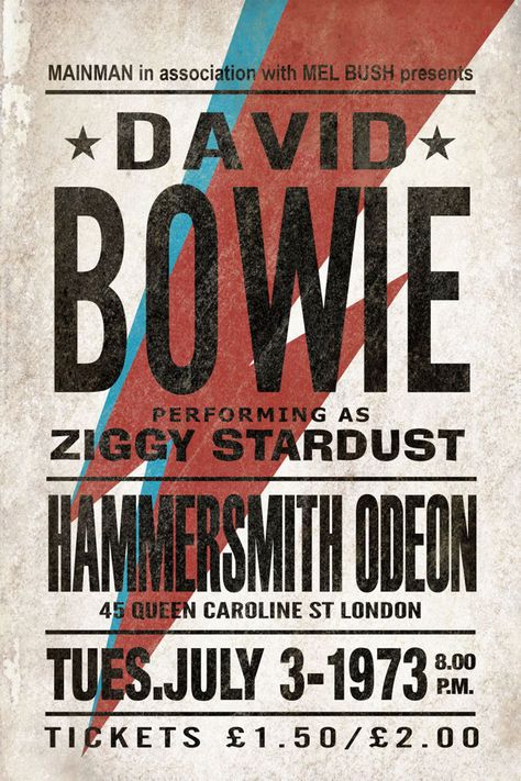 f07af862f68ff40ec8581058a6e Concert posters: Design, Ideas, and Inspiration David Bowie Poster, Foto Muro Collage, Concert Poster Design, Vintage Concert Posters, Music Concert Posters, Rock Band Posters, Vintage Music Posters, Music Poster Design, Ziggy Stardust