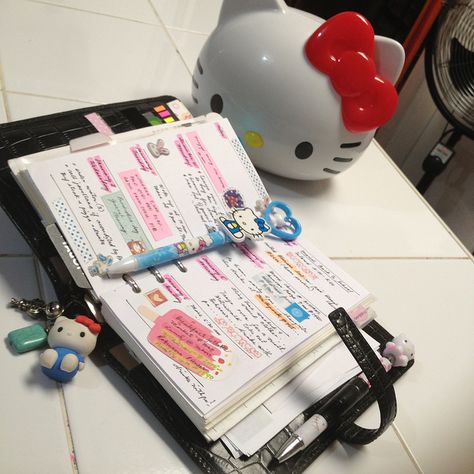 Hello Kitty Diary, 6 Ring Binder Planner, School Supplies Cute, School Journal, Planner School, Materi Bahasa Jepang, Planner Aesthetic, Romanticizing School, 일본 패션