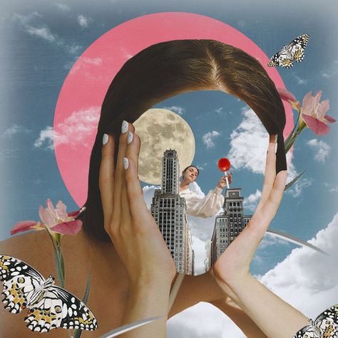 You can follow me on instagram :) https://www.instagram.com/otracuentadecollage/ Digital Photoshop Art, Personal Collage Ideas, Digital Collage Art Photoshop, Digital Collage Design, Portrait Collage Art, Self Portrait Collage, 2024 Collage, Can Painting, Creative Moodboard