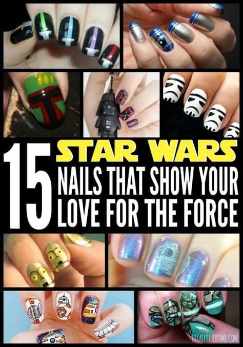 15 Star Wars Nails That Show Your Love For The Force Star Wars Nails, Disney Nails, Disney Stars, Cute Nail Art, Cute Nail Designs, Cool Nail Designs, Fancy Nails, Disney Star Wars, Cool Nail Art