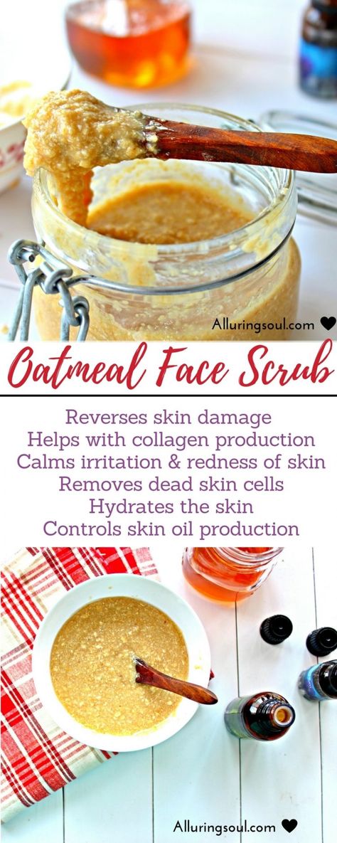 Oatmeal Face Scrub, Easy Skincare, Coconut Oil Face Mask, Skincare Advice, Coconut Oil For Face, Face Scrub Homemade, Care Care, Honey Oatmeal, Facial Scrubs