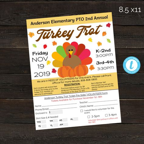 Excited to share the latest addition to my #etsy shop: EDITABLE Turkey Trot Flyer Volunteer Form Template; PTO.PTA Fundraiser Flyer; Elementary Middle School Race Autumn Run; Printable 8.5x11 #papergoods #thanksgiving #turkeytrot #orange #red #volunteerform #thanksgivingrun #schoolfundraiser #ptopta https://etsy.me/2BV1uoK Thanksgiving School Fundraiser, Middle School Pto Fundraisers, School Fundraising Ideas Elementary, Ptsa Ideas, Parent Council, Pto Events, Pta Board, Prom Planning, Pta Fundraising