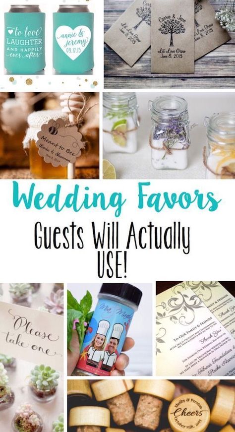 Such creative wedding favors! Guests would love these - I wish I had thought of these for my wedding! Wedding With No Bridesmaids, Wedding Favors Guests Actually Want, Reception Favors For Guests, Custom Wedding Favors, Inexpensive Wedding Favors Diy, Diy Wedding Favors For Guests, Bridesmaids Favors, Bomboniere Ideas, Practical Wedding Favors