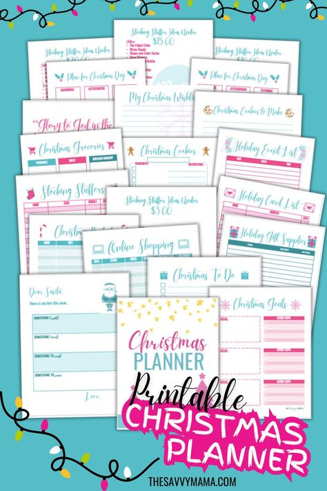 Image of a festive, colorful 2024 Printable Christmas Planner featuring various pages for holiday planning. Pages include sections for stocking stuffer ideas, gift lists, holiday event organization, online shopping, Christmas goals, and more. The planner is designed in bright, holiday-themed colors like pink, teal, and gold, making it a fun and practical tool for organizing the Christmas season. Holiday Planner Printables Free, Christmas Planner Printables Free, Christmas Planner Free, Christmas Planner Printables, Gift List Printable, Printable Christmas Planner, Holiday Organization, Stocking Stuffer Ideas, Holiday Prep