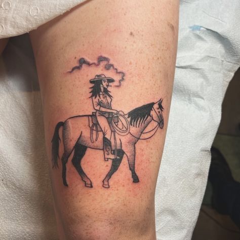 Ty Paulhus (@ty.pvd) • Instagram photos and videos Providence Tattoo, Cowboy Tattoo, Stick Poke Tattoo, Cowboy Tattoos, Torso Tattoos, Western Tattoos, Cool Tattoos For Guys, Horse Tattoo, Poke Tattoo