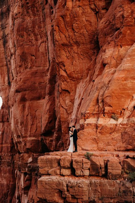 Adventure elopement in Sedona, Arizona Sedona Photoshoot Locations, Sedona Elopement Photography, Sedona Couples Photography, Cathedral Rock Sedona Wedding, Sedona Cathedral Rock, Sedona Wedding, Private Wedding, Rock Wedding, Intimate Wedding Ceremony