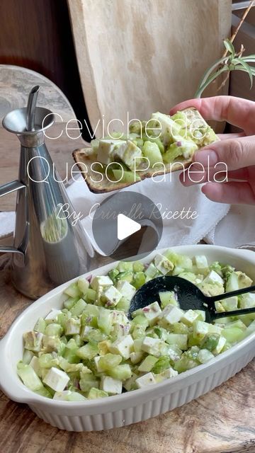 Steph Crivelli on Instagram: "Ceviche de Queso Panela 🥒  • Listos para volver a enamorarse de este “ceviche” de queso Panela. • Ingredientes 👇🏼  400 gr queso Panela 2 pepinos medianos 3 tomates verdes (tomatillos) 2 aguacates medianos 1/4 de cebolla morada Chile de árbol a gusto ADEREZO: 2 limones jugosos Aceite de oliva Sal y pimienta a gusto 2 pizcas de orégano seco  1 cda vinagre blanco  1 cdita ajo en polvo  • • Una vez listo refrigera por 1 hora  • Perfecto para cena ligera o comida • Acompaña con Totopos o tostadas • #recetasfaciles #cevichedepanela #recetasaludables #foodie #lowcarb #delicioso  #crivelliricette" March 30, Geek Culture, Appetizer Snacks, Snacks, On Instagram