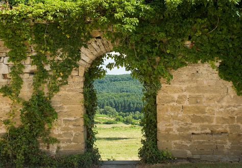 Old wall with arch. Closeup of ivy covered old stone wall with landscape view th , #Sponsored, #Closeup, #ivy, #wall, #arch, #landscape #ad Old Landscape Photos, Ivy On Stone Wall, Vines On Stone Wall, Old Brick Wall Garden, Ivy Covered Cottage, Stone Wall Aesthetic, Ivy On Wall, Garden Wall Aesthetic, Stone Wall Garden