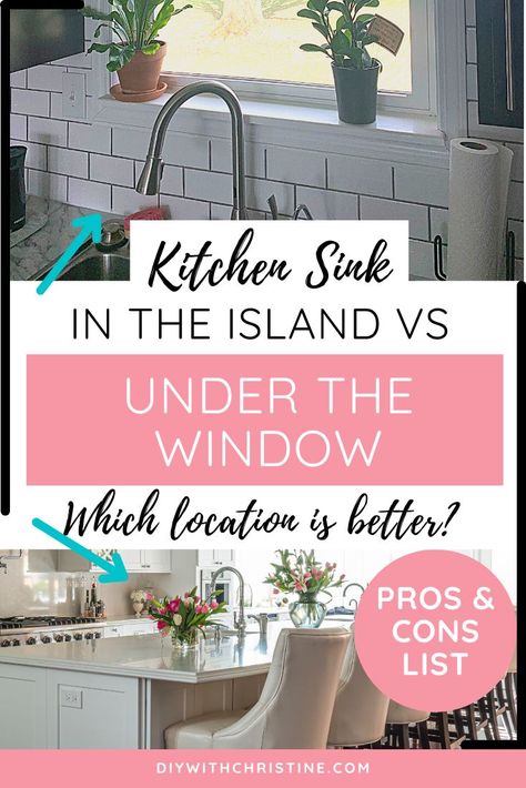 Installing A Kitchen Sink In The Island Vs Under The Window (Pros & Cons) – DIY With Christine Stove Under Kitchen Window, Kitchen Window Without Sink, Kitchen Island With No Sink, Kitchen Islands Without Sinks, Stove Under Window In Kitchen, Kitchen Sink Not Under Window, No Window Kitchen Sink, Kitchen Island No Sink, Sink Under Window Kitchen