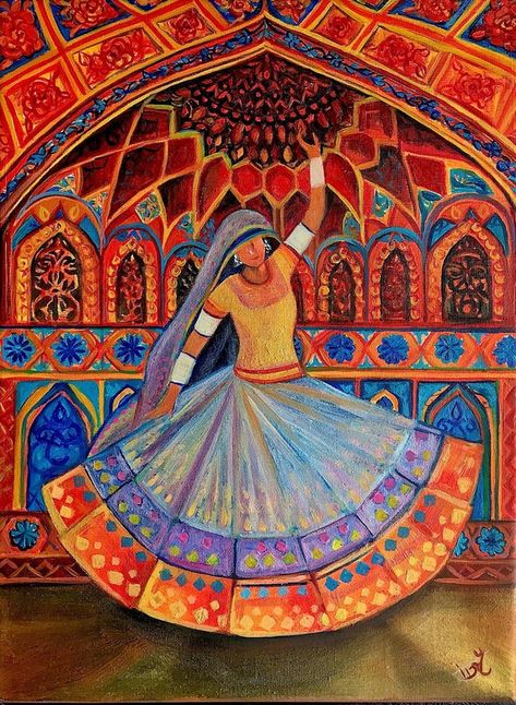 Indian Oil Painting, Sufi Painting, Architecture Indian, Painting Islamic, Pakistan Art, Dance Of India, Buddha Art Drawing, Persian Art Painting, Dance Paintings