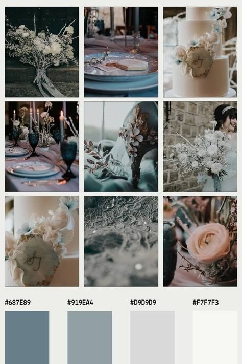 7 Must-Have Winter Wedding Color Palettes for a Unique Celebration Wedding Color Palette Ideas, Grey Wedding Theme, Winter Wedding Color Palette, Winter Wedding Planning, Wedding Color Palettes, Color Palette Ideas, Winter Wedding Colors, Palette Ideas, Grey Wedding