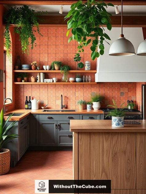 Balancing bold and muted elements is key to cultivating a Bohemian kitchen's alluring charm. By incorporating vibrant accents like mosaic tile backsplashes alongside organic neutrals such as weathered wood and rattan, you can create a visually-striking space. Discover the nuances of patterns and textures that enhance this enchanting aesthetic. #HomeDecor #KitchenDesign #BohemianKitchen #BohoStyle #EclecticHome #InteriorInspo Avocado Kitchen, Rust Kitchen, Kitschy Kitchen Decor, Bohemian Tiles, Enchanting Aesthetic, Eclectic Kitchen Decor, Eclectic Tile, Mosaic Tile Backsplash, Bohemian Kitchen