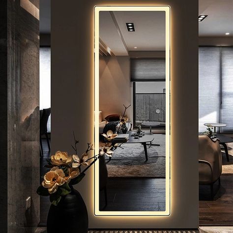 Long Mirror In Bedroom Decor, Long Mirror In Bedroom, Full Length Mirror With Storage, Dressing Table Mirror Design, Bedroom Mirrors, Classic Furniture Living Room, Frameless Wall Mirror, Indian Bedroom Decor, Mirrored Bedroom Furniture