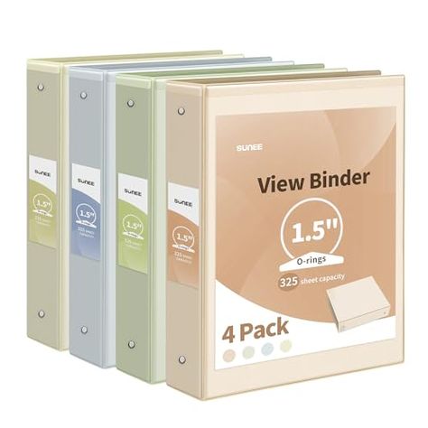 SUNEE 3 Ring Binder 1.5 Inch 4 Pack, Clear 1 1/2 Inch View Binder Three Ring PVC-Free (Fit 8.5x11 Inches) for School Binder or Office Binder Supplies, Neutral Aesthetic Binder Binders For School, Aesthetic Binder, Money Journal, Binder School, 2 Inch Binder, Pretty School Supplies, Back To School Checklist, A5 Binder, School Checklist