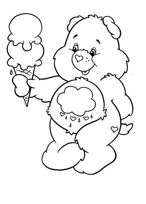 Care Bears Melting Ice Cream Coloring Pages | Best Place to Color Care Bare Coloring Pages, How To Draw A Care Bear, Care Bear Coloring Page Free Printable, Cute Coloring Pictures, Drawing Ideas Cartoon, Ice Cream Coloring, Ice Cream Coloring Pages, Bear Coloring Pages, Cartoon Coloring Pages