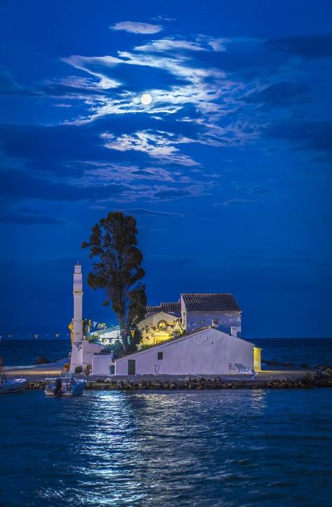 The church of Panagia Vlacherna at Kanoni, Corfu, Greece Corfu Town, Mediterranean Travel, Corfu Island, Greek Isles, Corfu Greece, Greece Islands, Visiting Greece, Greek Island, Corfu