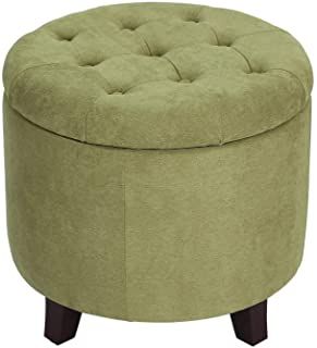 Amazon.com: green ottoman Mini Ottoman, Green Storage, Green Ottoman, Round Storage Ottoman, Tufted Storage Ottoman, Round Storage, Ottoman Footstool, Vintage Storage, Storage Ottoman Bench