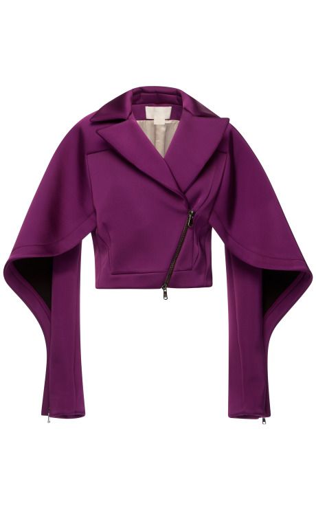 Silk scuba short jacket by Antonio Berardi Scuba Outfit, Groovy Fashion, Antonio Berardi, Purple Jacket, Blouse Pattern Sewing, Silk Jacket, Fashion Attire, Silk Slip, Zipper Jacket