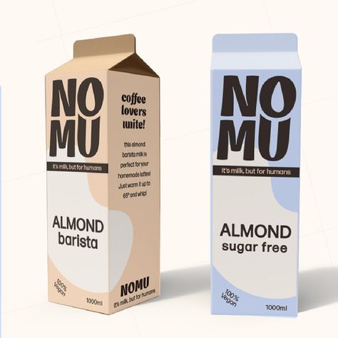 Let me introduce you to NOMU 🥛 Nomu is an almond milk brand and, as vegan, I couldn’t not accept this challenge! This week’s brief is by @briefclub and I loved working on it! #branddesigner #brandidentitydesign #branddesigner #plantbased #plantmilk #logodesign Almond Milk Brands, Milk Brands, Milk Alternatives, Milk Bottles, Passion Project, Milk Bottle, Working On It, Brand Guidelines, Brand Identity Design